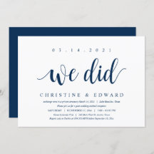We deden dat, Modern Post Wedding Elopement Uitnod