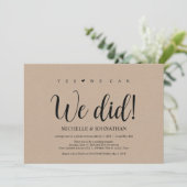 We deden dat, Wedding Elopement Reception Invites Kaart (Staand voorkant)