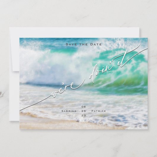 We deden het - Ocean Waves Save the Date Kaart (Voorkant)