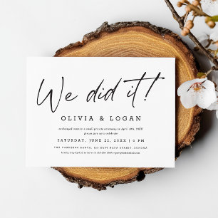 We Did It! Chic Modern Script Trouw Elopement Kaart