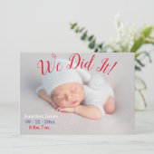 We Did It Foto-statistieken Script Geslacht Neutra Aankondiging (Staand voorkant)