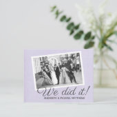 We Did It script aangepaste foto trouwkaart bedank Aankondigingskaart (Staand voorkant)