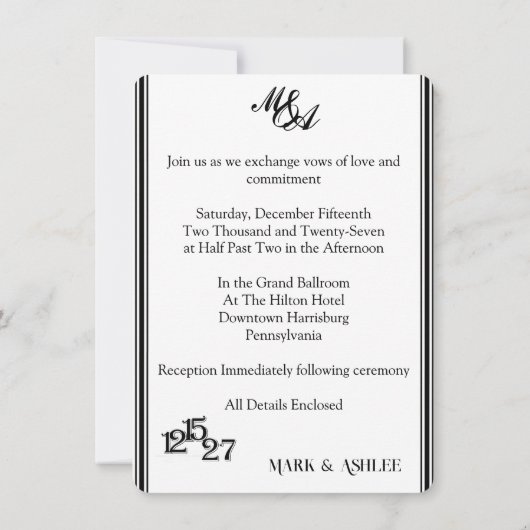 We Do, Black & White Wedding Invitation (Dos)