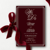 We Do Burgundy Old Money Wedding Kaart
