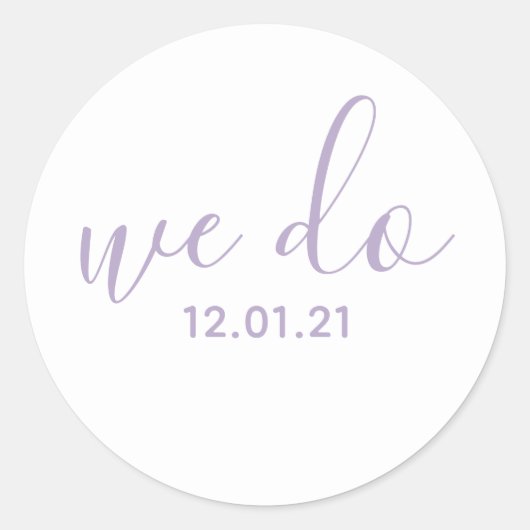 We Do Dated Lavender Envelopezegel Ronde Sticker (Voorkant)