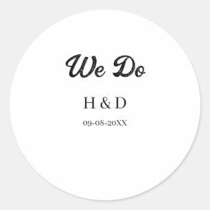 WE DO KOPPELNAAM HUWELIJKS DATUM EENVOUDIG RONDE STICKER