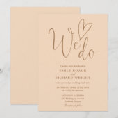 We Do Love Heart Script Zachte Perzik Bruiloft Kaart (Voorkant / Achterkant)