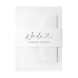 We Do Minimal Heart Chic Wedding Script Belly Band Uitnodigingen Wikkel