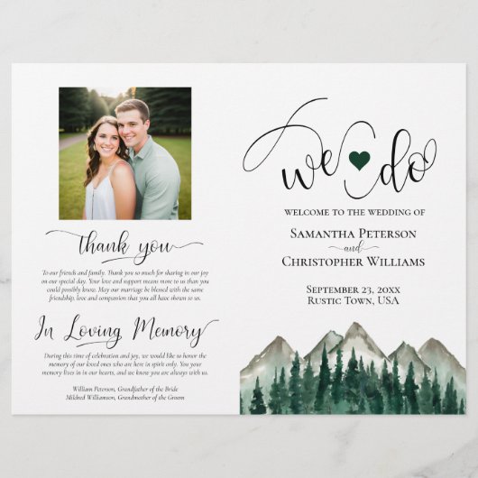 We Do! Mountain & Pine DIY Vouw Huwelijksprogramma (Voorkant)