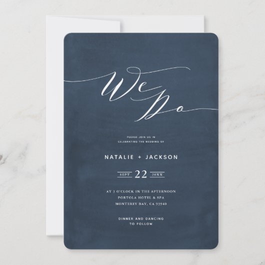 We Do navy bleu script texte élégant invitation de (Devant)