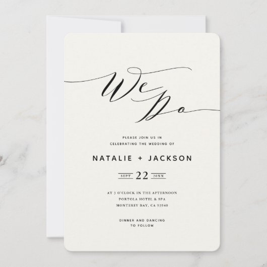 We Do navy bleu script texte élégant invitation de (Devant)