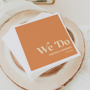 We Do Retro Minimalistische Oranje Bruiloft Servet