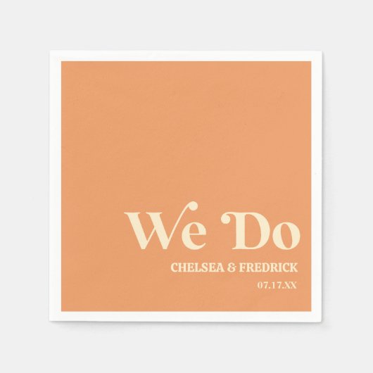 We Do Retro Minimalistische Oranje Bruiloft Servet (Voorkant)