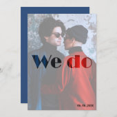 We Do - Rood & Blauw Herfst Trouwkaart Kaart (Voorkant / Achterkant)