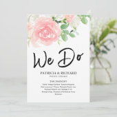 We Do Roze Blush Rozen Bloem Bruiloftsprogramma Programma (Staand voorkant)