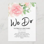We Do Roze Blush Rozen Bloem Bruiloftsprogramma Programma (Voorkant)
