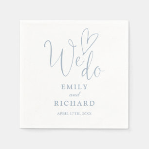We Do Script Liefde Hart Stof Blauw Bruiloft Servet