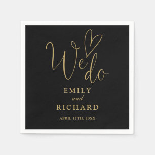 We Do Script Liefde Hart Zwart En Gouden Trouwdag Servet