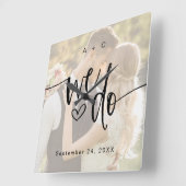 We Do Script Photo Wedding Anniversary Vierkante Klok (Hoek)