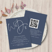 We Do Script Stof Stof Navyblauw QR Trouwen Kaart