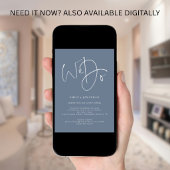 We Do Script Stofblauw Wit QR Bruiloft Kaart