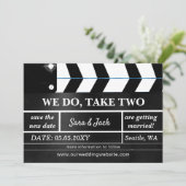 We Do Take Two Filmklapper Huwelijk Uitgesteld Save The Date (Staand voorkant)