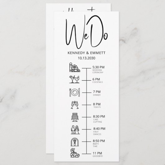 We doen Barn Wedding Day Timeline Flat-programma Programma (Voorkant / Achterkant)