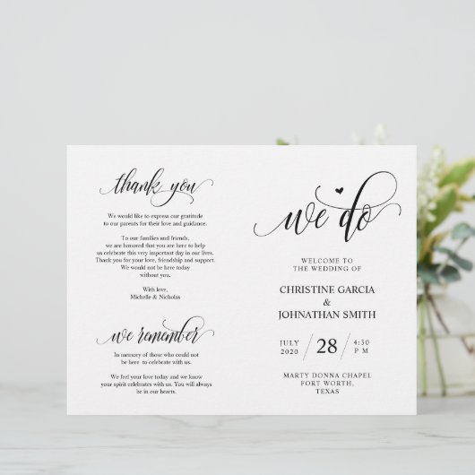 We doen dat, Black, Foldable Wedding Ceremonony Pr (Staand voorkant)