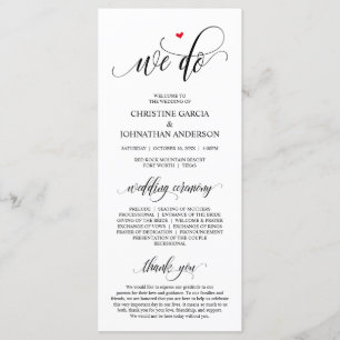 We doen dat, Modern Black Script, Wedding Ceremoni Programma