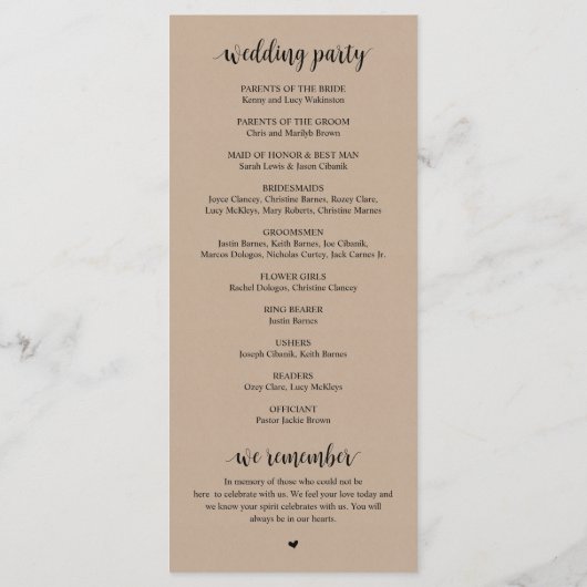 We doen dat, moderne bruiloft-ceremonie, bruine Kr Programma (Achterkant)