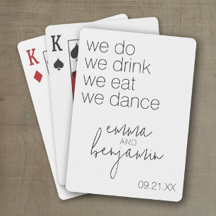 We doen Drink Eat Dance - Modern Wedding Pokerkaarten