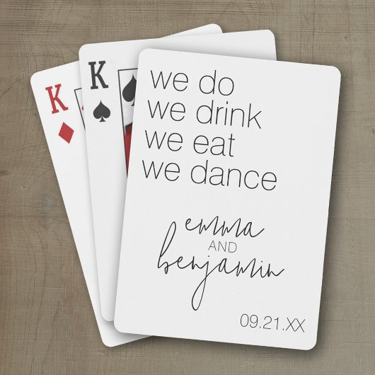 We doen Drink Eat Dance - Modern Wedding Pokerkaarten