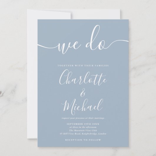 We doen Dusty Blue Signature Script Weddenschap Kaart (Voorkant)