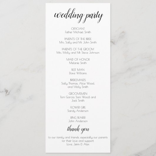 We doen een huwelijksprogramma programma (Achterkant)