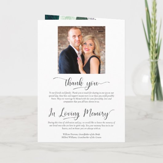 We doen elegante Emerald Green Boho Rozen bruiloft Programma (Achterkant)