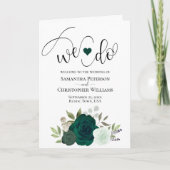 We doen elegante Emerald Green Boho Rozen bruiloft Programma (Voorkant)