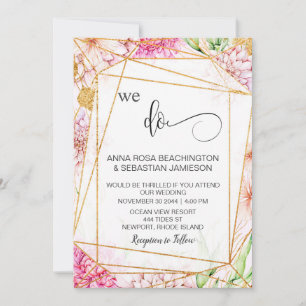 *~* WE DOEN Floral Geometric RSVP AR15 QR Wedding  Kaart