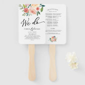 We doen Floral Waterverf bruiloft programma Handwaaier (Voorkant en achterkant)