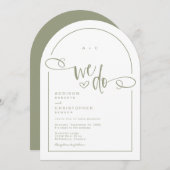 We doen Heart Sage Green Modern Script Wedding Kaart (Voorkant / Achterkant)