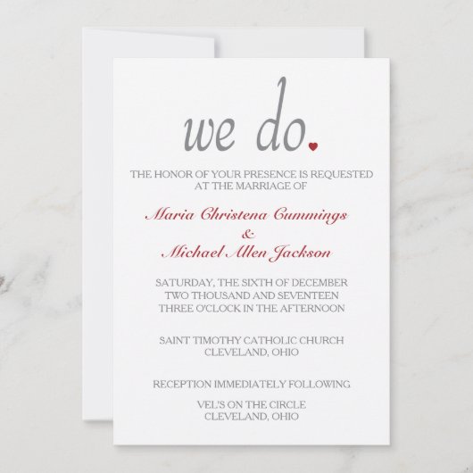 We doen het harten bruiloft ceremonie uitnodigen kaart (Voorkant)