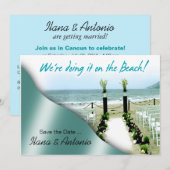 We doen het op het Strand Save the Date (Voorkant / Achterkant)