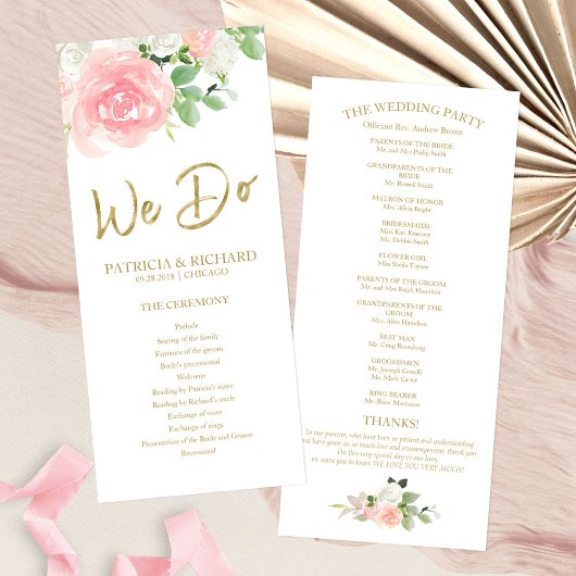 We doen het roze Blush Rozen Floral Gold Wedding P