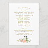 We doen het roze Blush Rozen Floral Gold Wedding P Programma (Achterkant)