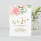 We doen het roze Blush Rozen Floral Gold Wedding P Programma (Staand voorkant)
