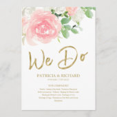We doen het roze Blush Rozen Floral Gold Wedding P Programma (Voorkant)