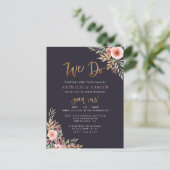 We doen het | Waterverf Rozen en modern Script Wed Uitnodiging Briefkaart (Staand voorkant)