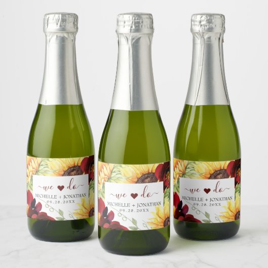 We doen het zondagszonnebloempje als bruistabels sparkling wijnetiket (Flessen)