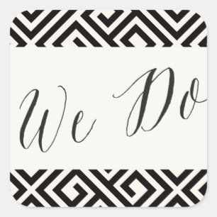 We doen klassieke script geometrische Griekse sleu Vierkante Sticker
