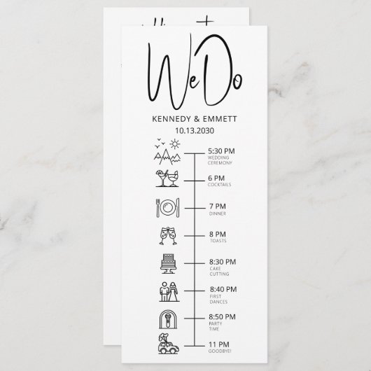 We doen Mountain Wedding Day Timeline Flat-program Programma (Voorkant / Achterkant)