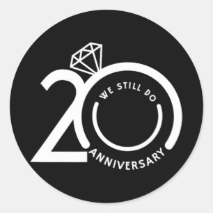 We doen nog steeds 20 jaar - 20ste bruiloft Jubile Ronde Sticker